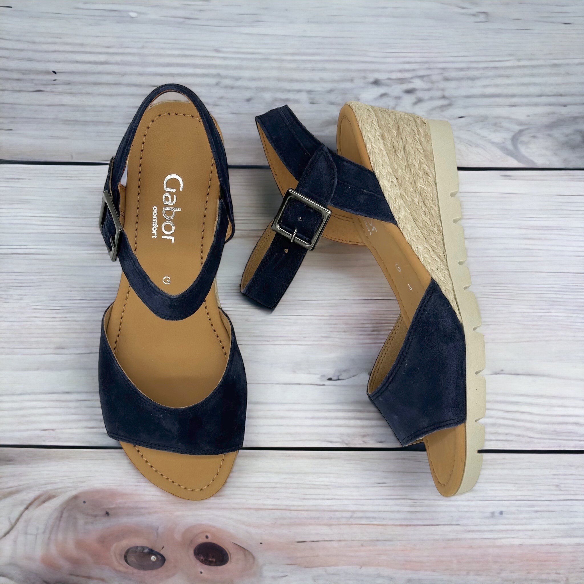 Gabor navy sale wedge shoes