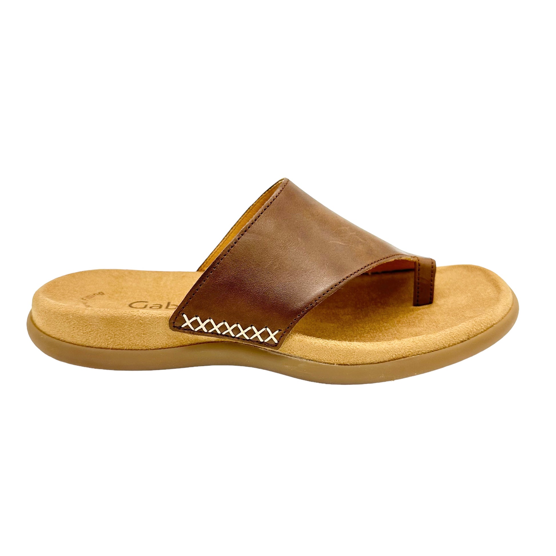 Gabor Lanzarote tan leather Jollys toe ring leather mule sandals